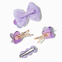 Claire's Club Purple Paillette Mixed Hair Clips Set - 4 Pack