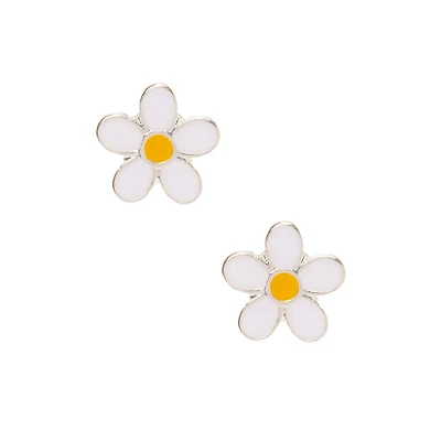 White Daisy Stud Earrings