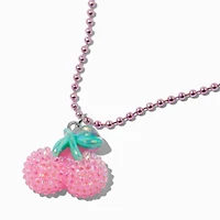 Textured Cherry Pink Beaded Pendant Necklace