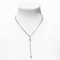 Gold Paperclip Cubic Zirconia Y-Neck Necklace