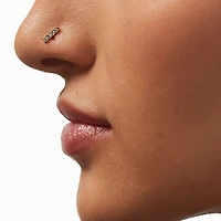 20G Gold-tone Stainless Steel Cubic Zirconia Mixed Nose Studs - 6 Pack