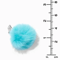 Teal Pom Pom 1.5" Clip-On Drop Earrings