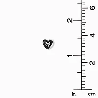 Silver-tone Bow Black Heart Stud Earrings