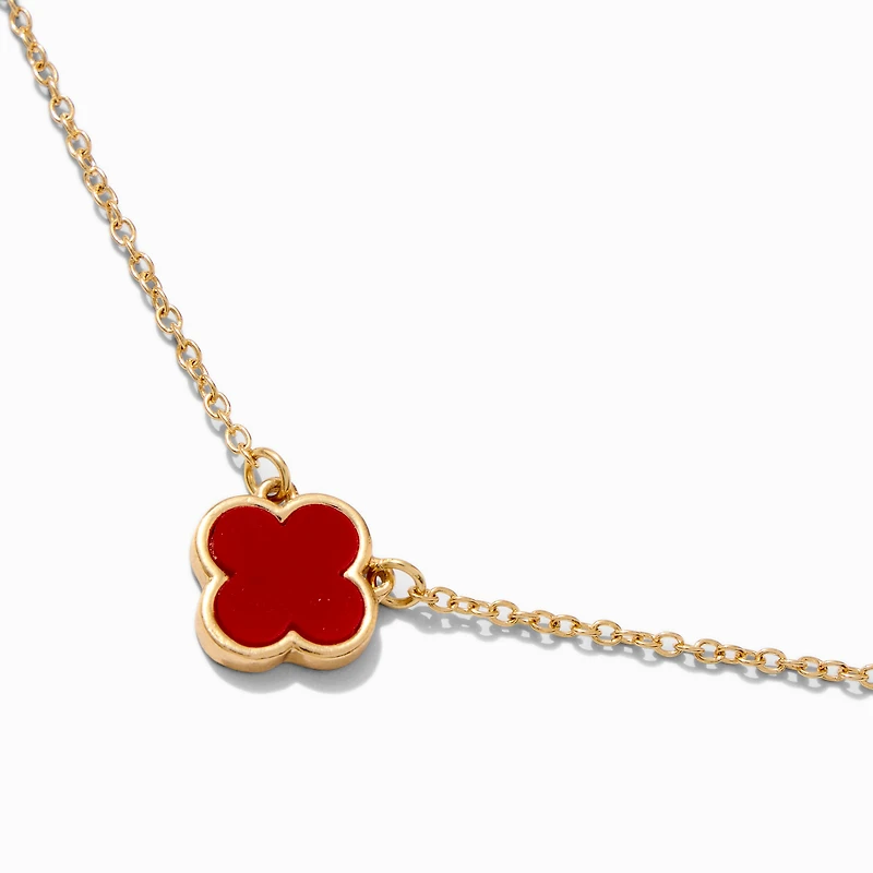 Red Clover Gold-tone Pendant Necklace