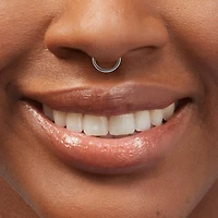 16G Silver-tone Stainless Steel Cubic Zirconia Horseshoe Septum Nose Ring 