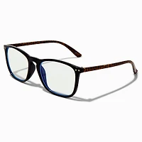 Solar Blue Light Reducing Cheetah Rectangular Clear Lens Frames