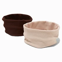 Ivory & Brown Ribbed Headwraps - 2 Pack