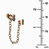 Gold-tone Crystal Bar Connector Cuff Earring Stackables - 5 Pack