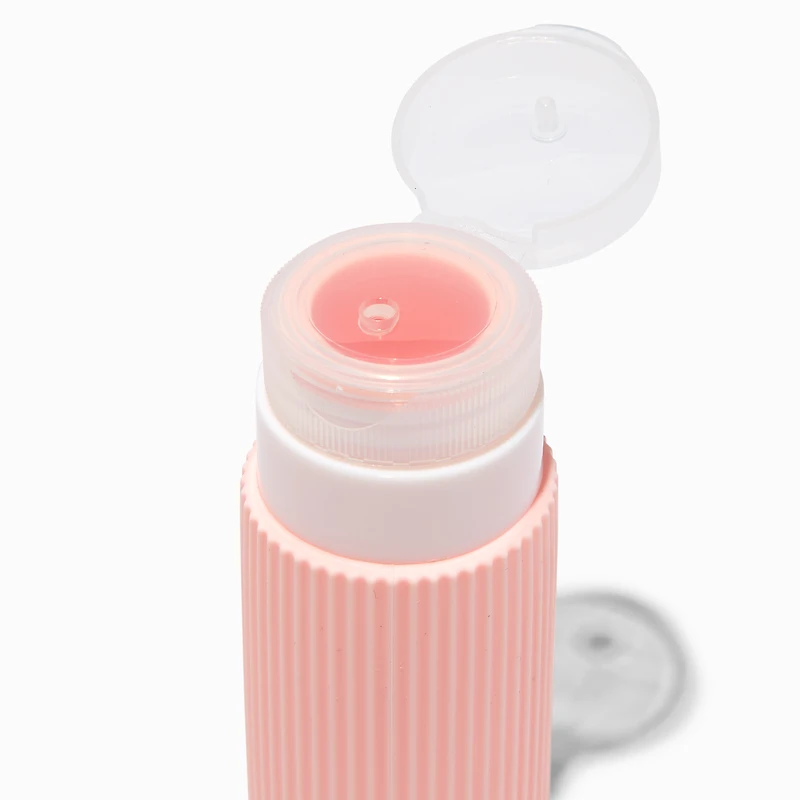 Pink Ribbed Reusable Travel Bottle
