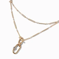 Gold-tone Carabiner Chain Link Multi-Strand Necklace