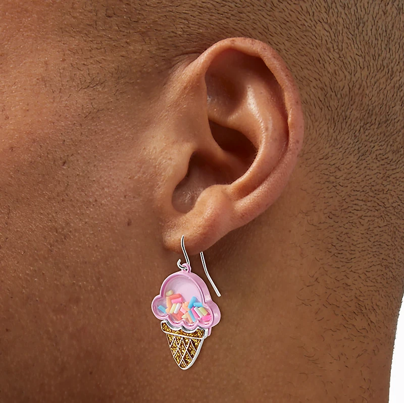 Strawberry Ice Cream Cone Shaker Drop Earrings
