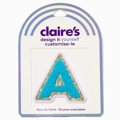 Teal A Initial Stick-On Patch