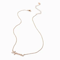 Gold-tone Script Zodiac Pendant Necklace - Aquarius