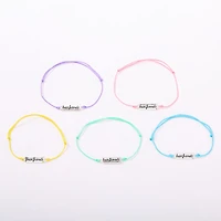 Best Friends Pastel Plaque Adjustable Friendship Bracelets - 5 Pack