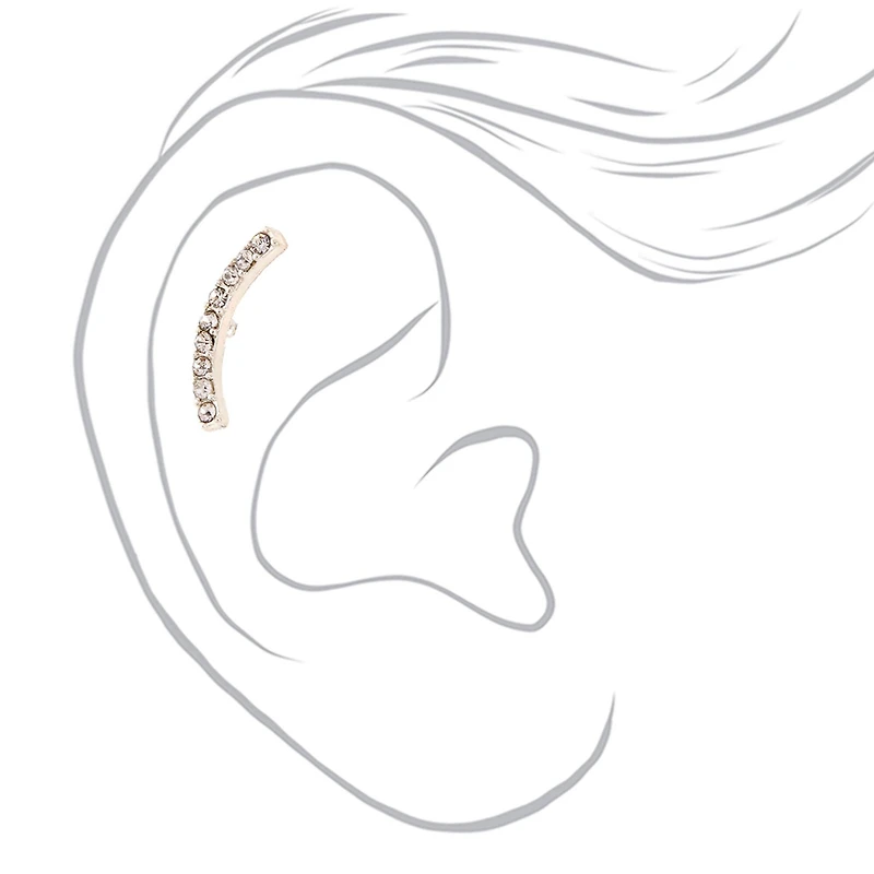 Silver-tone Stainless Steel Crystal Curve 16G Cartilage Earring