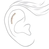 Silver-tone Stainless Steel Crystal Curve 16G Cartilage Earring