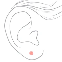 Pink Carved Rose Sterling Silver Post Stud Earrings