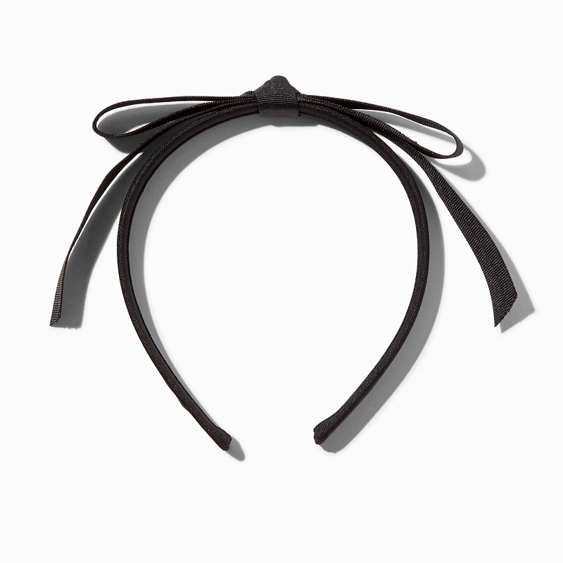 Black Skinny Ribbon Bow Headband