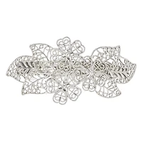 Silver Filigree Leaf Hair Barrette