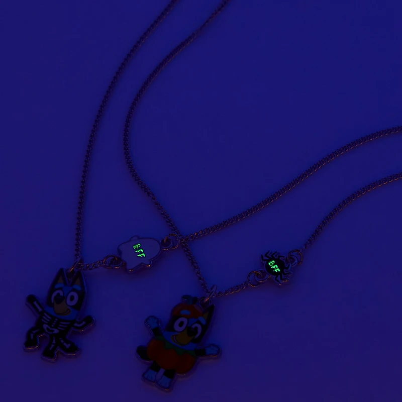 Bluey Best Friends Halloween Glow in the Dark Pendant Necklace Set - 2 Pack