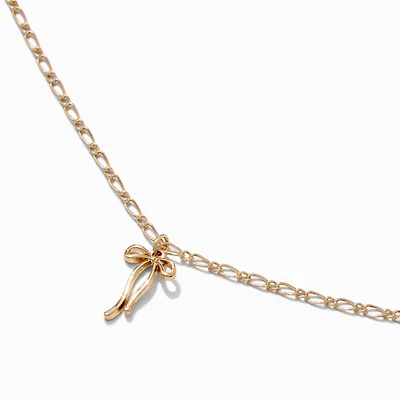 Gold-tone Thin Bow Pendant Necklace