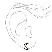 Black Open Moon Stud Earrings