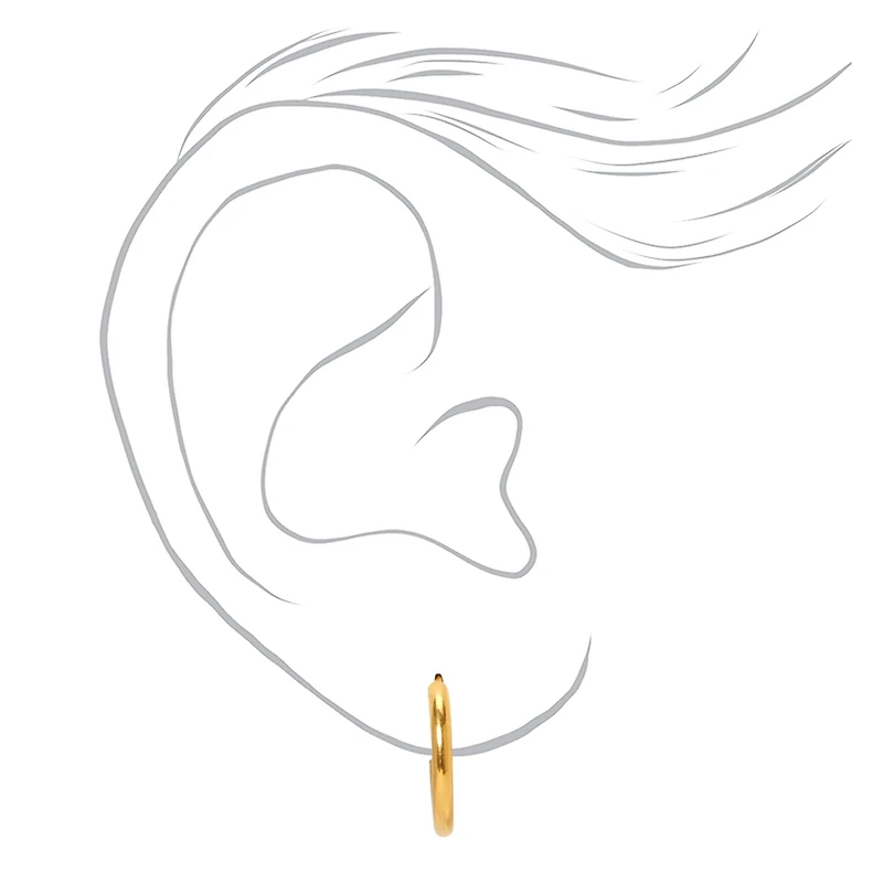 C LUXE by Claire's Gold-tone Titanium 12mm Sleek Hoop Earrings