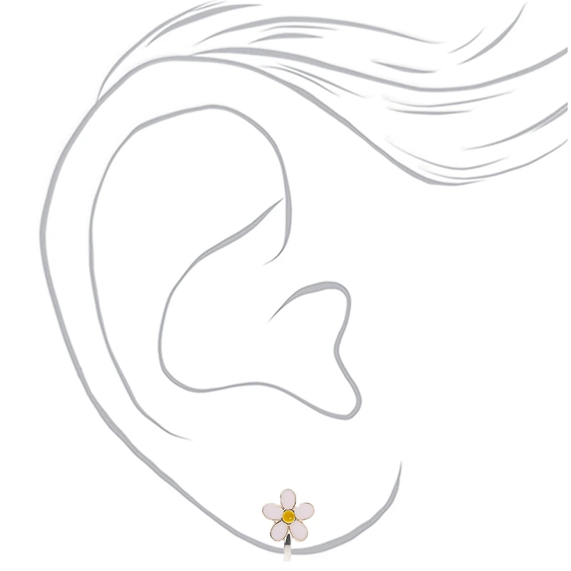 White Daisy Clip-On Earrings
