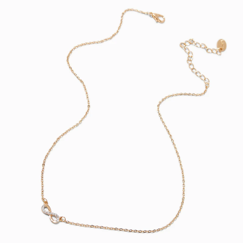 Gold-tone Crystal Infinity Pendant Necklace