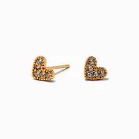 18kt Gold Plated Cubic Zirconia Heart Stud Earrings