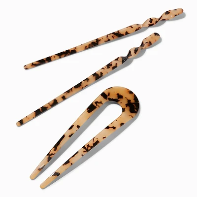 Tortoiseshell Hair Sticks - 3 Pack
