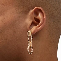 Gold-tone Textured Chain Link Drop Earrings