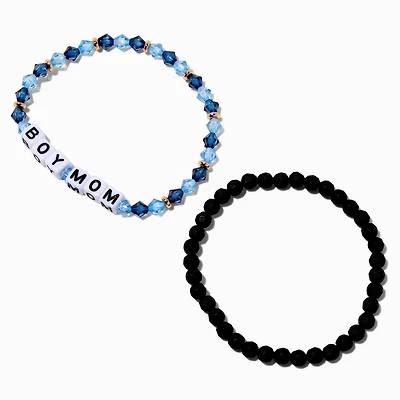 Mommy & Me Beaded "Boy Mom" Stretch Bracelets - 2 Pack