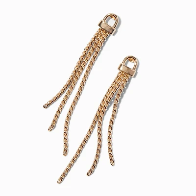 Gold-tone Fringe Chain Drop Earrings 