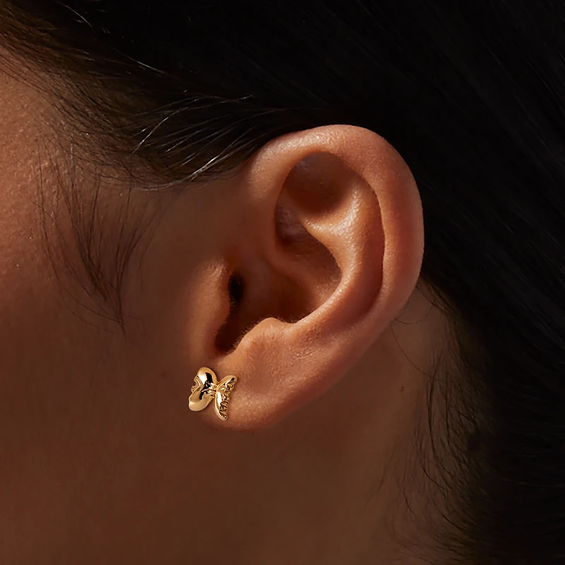 Gold-tone Pasta Stud Earrings - 3 Pack
