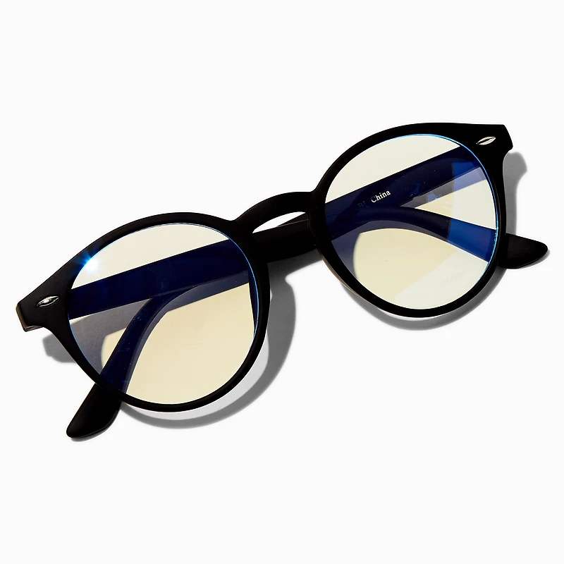 Solar Blue Light Reducing Round Retro Clear Lens Black Frames