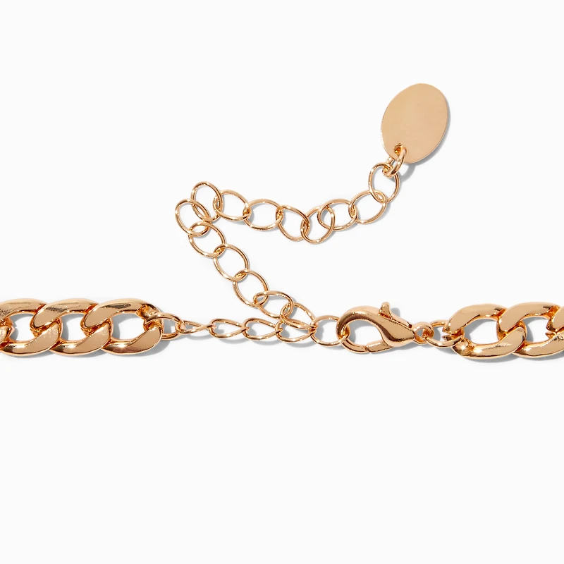 Gold-tone Pearl Heart Choker Necklace 