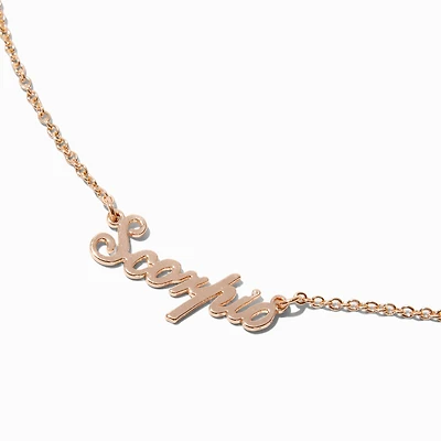 Gold-tone Script Zodiac Pendant Necklace - Scorpio