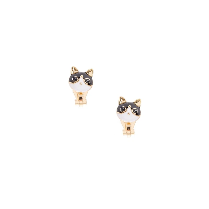 Tuxedo Cat Clip-On Earrings