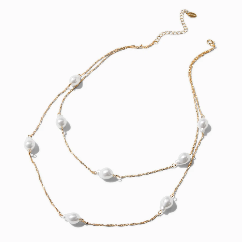 Gold-tone Pearl Multi-Strand Necklace