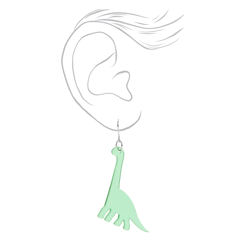Green Brachiosaurus Dinosaur Drop Earrings