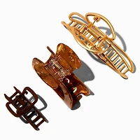 Mixed Gold-tone Tortoiseshell Hair Claws - 3 Pack