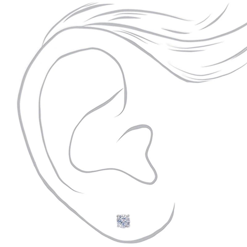 C LUXE by Claire's Sterling Silver Cubic Zirconia 4mm Round Stud Earrings