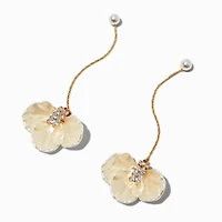 Pearl & Crystal Flower Gold-tone Drop Earrings