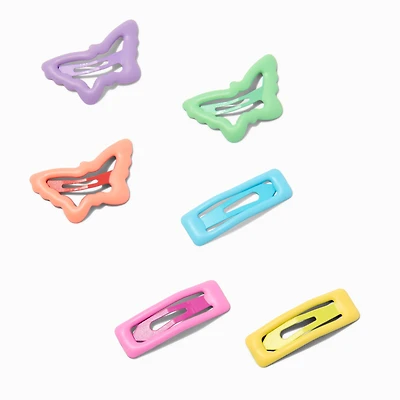 Claire's Club Butterfly & Square Snap Hair Clips - 6 Pack