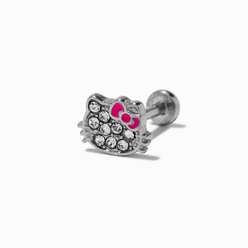 Hello Kitty® Stainless Steel Crystal Face 18G Threadless Cartilage Earring