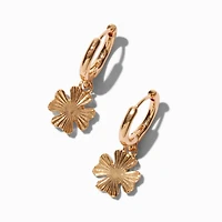 Gold-tone Radiating Clover Hoop Earrings 