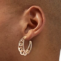 Gold-tone 30mm Ball Hoop Earrings