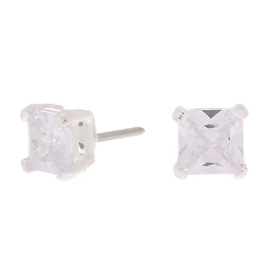 C LUXE By Claire's Sterling Silver Cubic Zirconia 5mm Square Stud Earrings