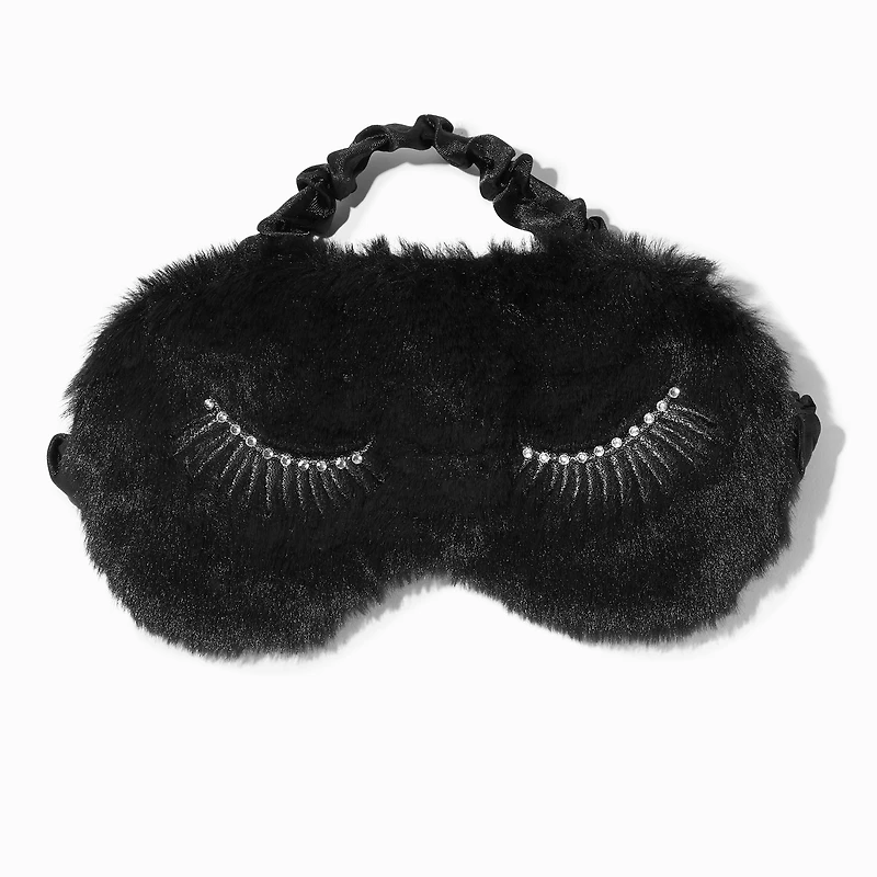 Metallic Lashes Black Furry Sleeping Mask